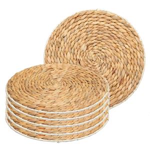 Secret de Gourmet Placemat van afgewerkt zeegras - 6x - naturel - rond - dia 35 cm -