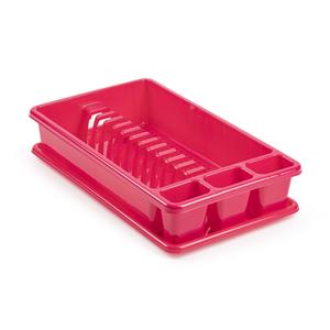 PlasticForte Afwas afdruiprek met lekbak - fuchsia roze - kunststof - 45 x 26 x 9 cm -