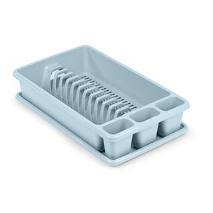PlasticForte Afwas afdruiprek met lekbak - ijsblauw - kunststof - 45 x 26 x 9 cm -