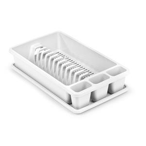 PlasticForte Afwas afdruiprek met lekbak - ivoor wit - kunststof - 45 x 26 x 9 cm -