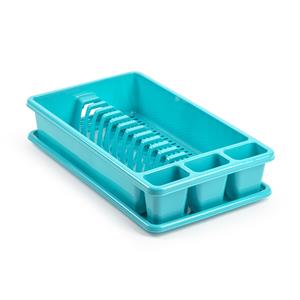 PlasticForte Afwas afdruiprek met lekbak - turquoise blauw - kunststof - 45 x 26 x 9 cm -