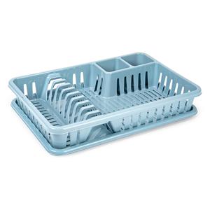 PlasticForte Afwas afdruiprek met lekbak - ijsblauw - kunststof - 45 x 30 x 8 cm -