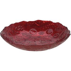 Merkloos Glazen decoratie schaal/fruitschaal rood rond D30 x H6 cm -