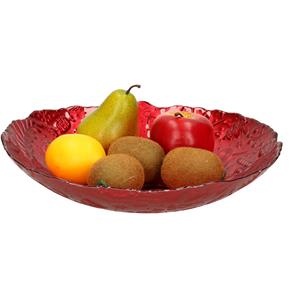 Merkloos Decoratie schaal/fruitschaal van glas rood rond D30 x H6 cm -