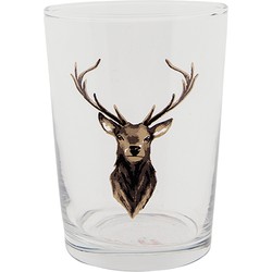 Clayre & Eef Waterglas 400 ml Bruin Glas Rendier Drinkbeker