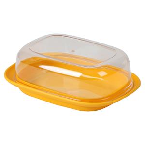 Botervloot met deksel - geel/transparant - kunststof - 17 x 12 x 6 cm -