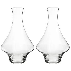 Secret de Gourmet 2x stuks wijn karaffen/decanteer kannen 1,65 liter van glas met taps toelopende hals -