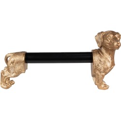 Clayre & Eef Keukenrolhouder Hond 46x15x23 cm Goudkleurig Zwart