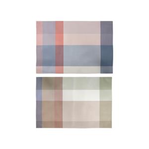 Merkloos Placemat 30x45cm Ruitpatroon Lilac/green + Coral/blue
