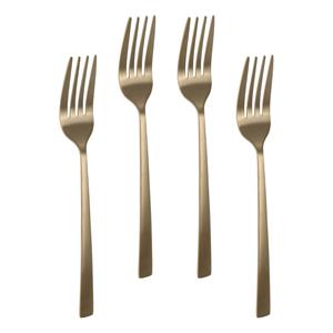 Taart/gebak vorkjes - 4x stuks - goud - RVS - 15 cm - verjaardag/feest vorkjes -