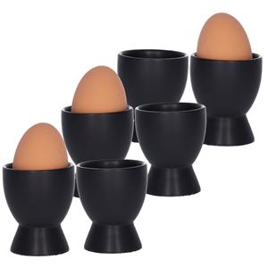 Bellatio Design Eierdopjes Paint it Black - set van 6x - zwart - keramiek - 8 x 6 cm -