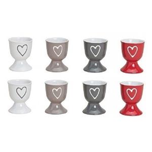 Merkloos 8x Eierdopjes gekleurd met hartje 6 x 5 cm -