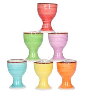 Bellatio Design Eierdopjes Bright Colour - set van 12x - multi kleuren - keramiek - 7 x 5 cm -