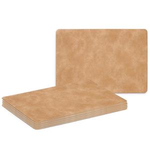 Zeller Placemats - 6x - lederlook - lichtbruin - x 30 cm - tafel dekken - onderleggers -