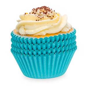 Muffin en cupcakes vormpjes - papier - blauw - set 100x stuks - Dia 10 cm -