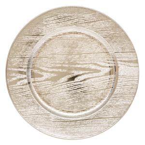 Feeric Kaarsenbord/onderbord - hout look - goud - kunststof - D33 cm -