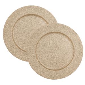 Feeric lights & Christmas Diner/kerstdiner onderborden - 2x st - goud - glitter - kunststof - D33 x H1,6 cm- rond -