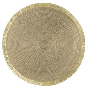 Leen Bakker Placemat Zoë met franjes goudkleur Ø35 cm