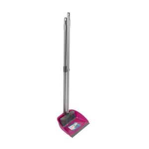 Lifetime Clean Lifetime Stoffer en Blik - Lange Steel - Rubber rand - Roze - Gemakkelijk en Rugvriendelijk -