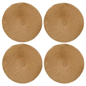 Decoris placemats - 4x st - goud - D38 cm - kunststof - rond - tafel onderleggers -