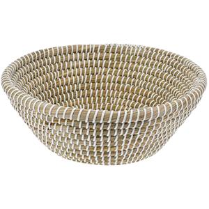 Excellent Houseware Fruitschaal/fruitmand Rattan - gevlochten riet - D32 x H12 cm - naturel - rond - opberg mandjes -