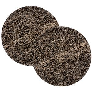 Feeric lights & Christmas Diner/kerstdiner onderborden - 4x st - zwart/goud - kunststof - D33 x H1,5 cm- rond -