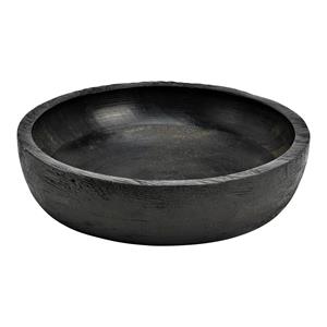 G. Wurm Fruitschaal/fruitmand - serveer schaal - mango hout - D20 x H5 cm - broodmand - zwart -