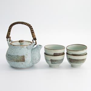 Tokyo Design Studio  Soshun - Theeset met Theepot en 4 kopjes - Mintgroen - 16 x 14 x 11cm 700ml