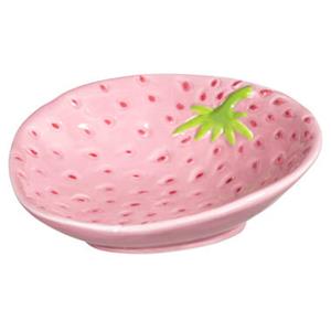 Leen Bakker Bordje Aardbei - roze - aardewerk - 5,5x13,5x14 cm