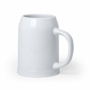 Merkloos Bierpul - wit - 700 ml - keramiek - D10,3 x H13,8 cm -