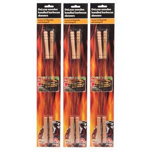 Merkloos Barbecue Collection Spiezen - 12x stuks - vleespennen - metaal met houten handvat - cm -