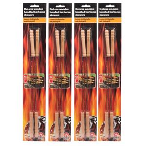 Merkloos Barbecue Collection Spiezen - 16x stuks - vleespennen - metaal met houten handvat - cm -