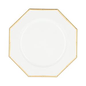 HBX natural living Onderbord Hexagon Diameter 33cm Kunststof Wit/goud