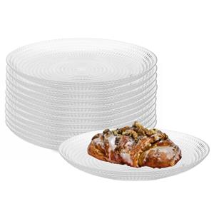 Pasabahce Dessert/gebaksbordjes van glas - 12x stuks - Dia 19 cm - Kleine glazen bordjes - Servies -