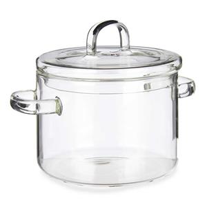 Kookpan met deksel - glas - 1L - 14x19 cm - transparant -