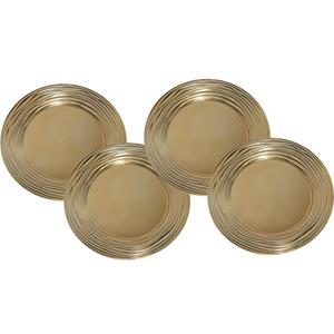 Gerimport Set van 8x stuks kerstdiner onderborden rond goud glimmend 33 cm -