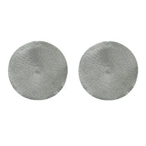 Merkloos Decoris Placemat - 4x stuks - zilver - cm - rond - glitter - kunststof - onderlegger - placemats -
