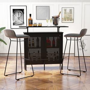 Costway Bartafel Keuken Aanrecht met Opbergruimte en Voetensteun Toonbank met Metalen Frame Verstelbare Poten Zwart 120 x 50 x 106,5 cm