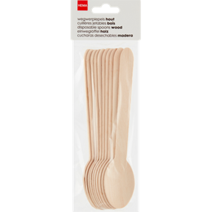 Wegwerplepels Hout 10 Stuks