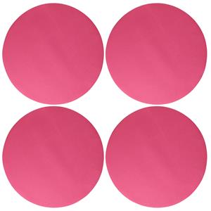 Wicotex Placemats Uni - 4x - fuchsia roze - rond cm - anti slip laag - Teflon coating toplaag -