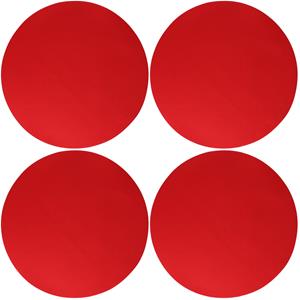 Wicotex Placemats Uni - 4x - rood - rond cm - anti slip laag - Teflon coating toplaag -
