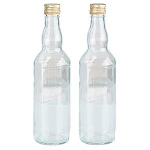 Merkloos Glazen fles met schroefdop van 500 ml - 2x - Weckflessen - Waterflessen - Olie flessen -