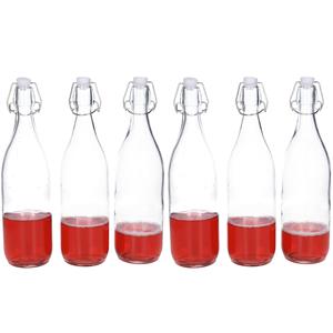 Alessandro Beugelfles/weckfles set van 6x - transparant - 1 liter - 32 cm - karaf - waterfles met beugeldop -