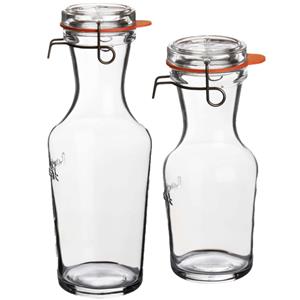 Luigi Bormioli Set van 2x stuks glazen water karaffen lock eat van 500 ml en 1 liter -