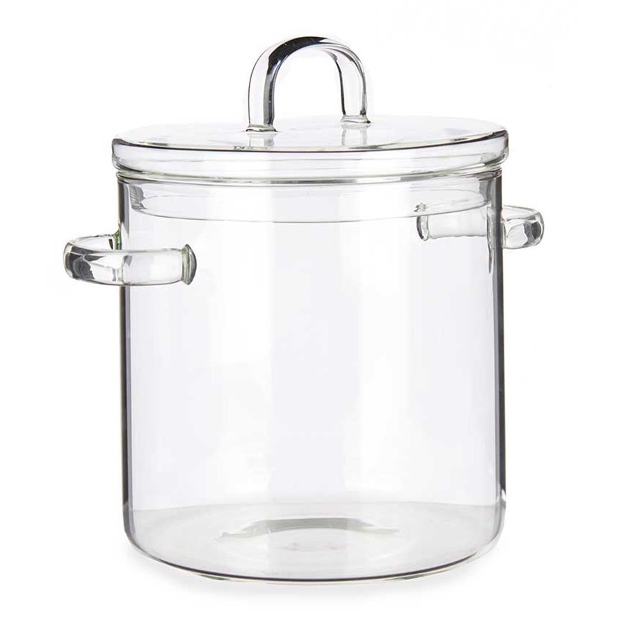 Vivalto Kookpan met deksel - glas - 2.2L - 19x21 cm - transparant -