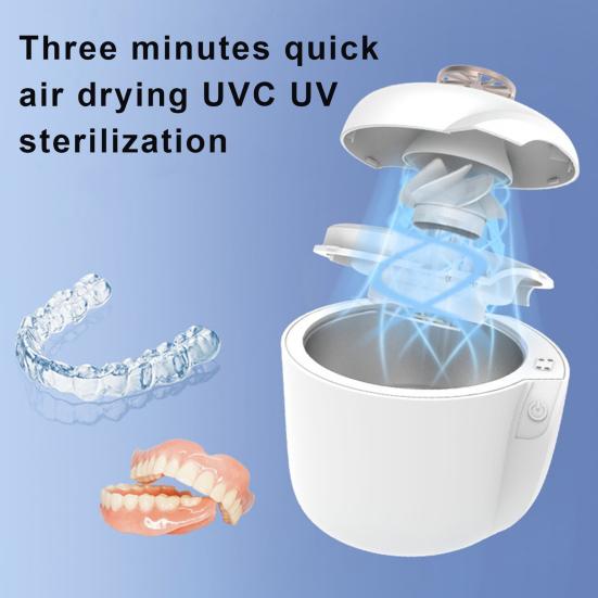 PekPit Ultrasoon Retainer Cleaner 45KHz 180ML Draagbare Kunstgebit Beugels Mondbeschermer Aligner UV Cleaner Thuis Kunstgebit Reinigingsmachine ivoor