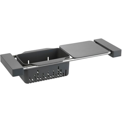 Spülen-Caddy ausziehbar ¦ grau ¦ Kunststoff, Edelstahl ¦ Maße (cm): B: 43,5 T: 8  - Möbel Kraft