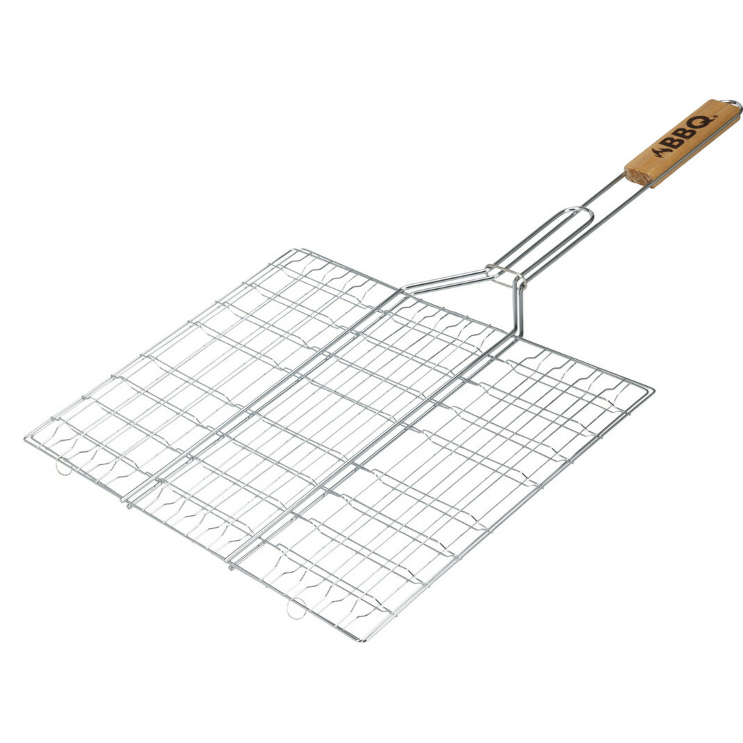 BBQ Collection BBQ/barbecue rooster - klem grill - metaal/hout - 65 x x 2 cm -