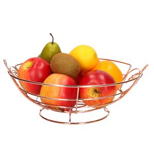 Merkloos Metalen fruitmand/fruitschaal koper rond 26 x 13 cm -