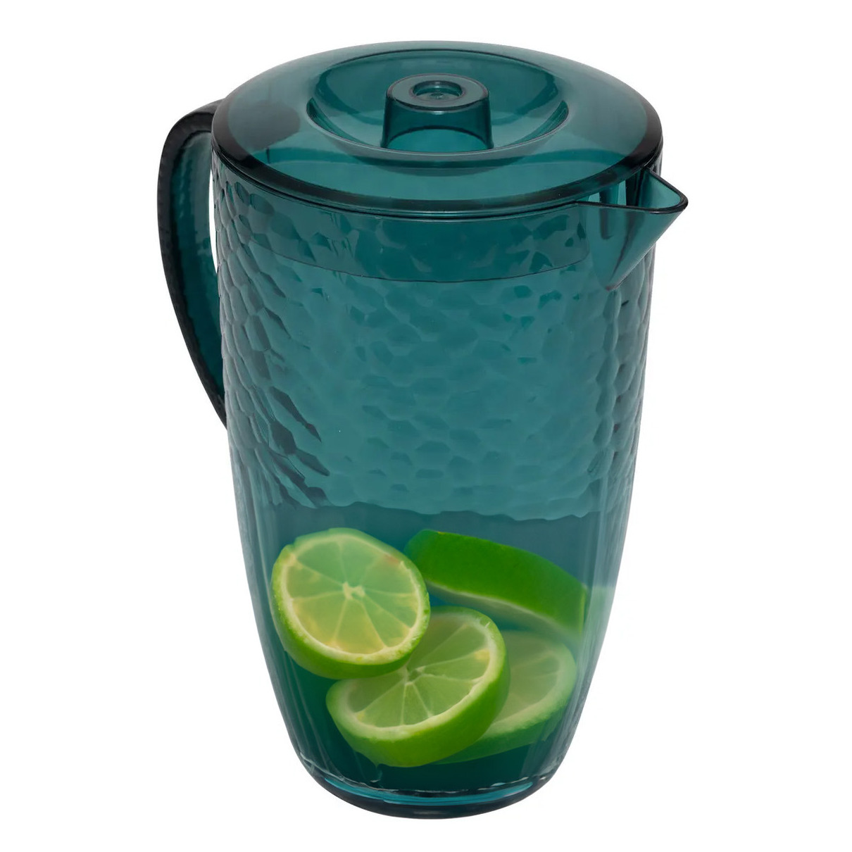 5five Sapkan/schenkkan karaf met deksel - 2 liter/2000 ml - petrol blauw - kunststof -